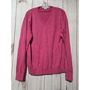 Martin Sweater Mens Large Purple Merino Cotton V Neck Pullover Knit Long Sleeve